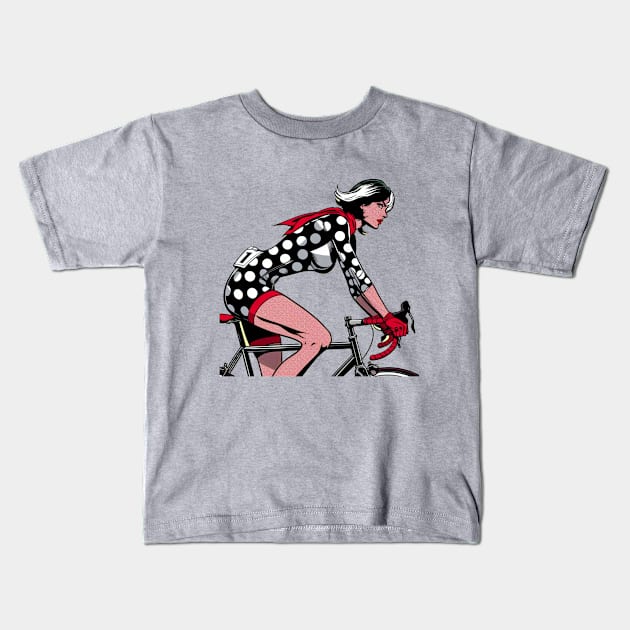 Cruella cycling Kids T-Shirt by p3p3ncil